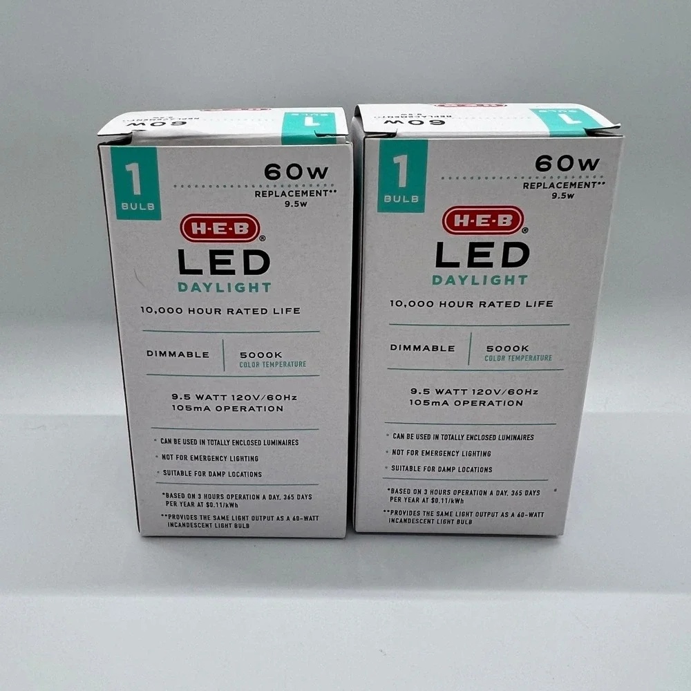 HEB  60W Daylight LED,, 810 Lumens, Dimmable Connection 2 Pack Light Bulbs 2 Pin